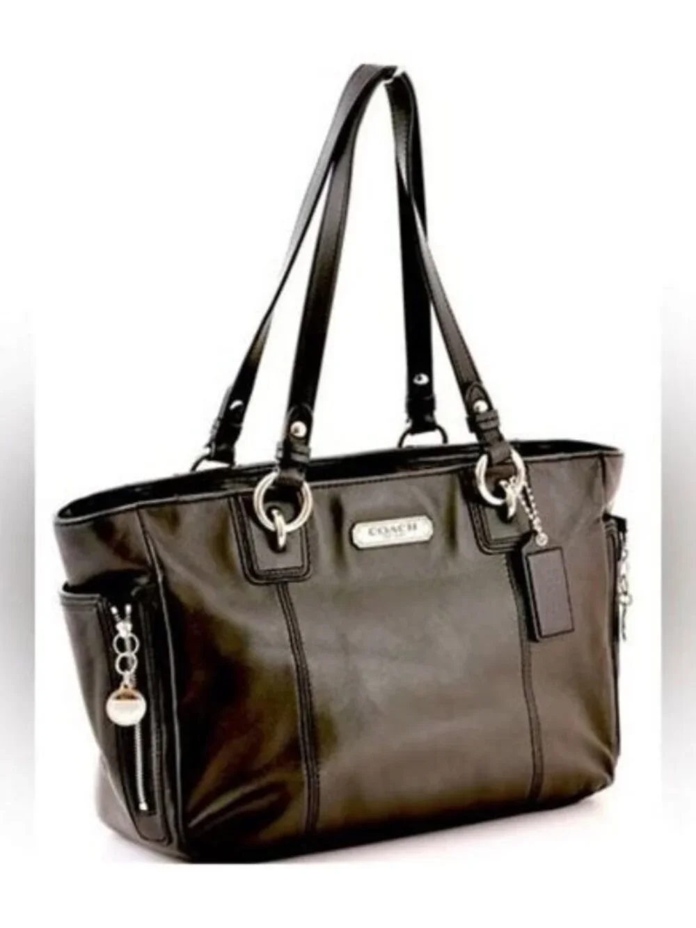 Euc Vintage Coach Gallery Y2k Black Leather Satchel Handbag Purse